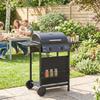 Gas Burner Barbecue Grill, 2 Burner Gas Grill with Side Tables, Warming Rack, Shelf, Thermometer, Grease Tray, Black