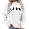 Ciao Print Round Neck Long Sleeve Plus Size Women's Hoodie - EU Size, Casual & Loose Fit