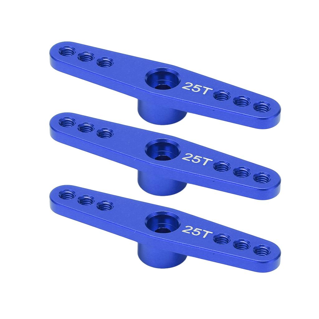 3Pcs 25T Aluminum Alloy RC Servo Arm Horn Long Type for 1 10 Remote Control Car Upgrade PartBlue