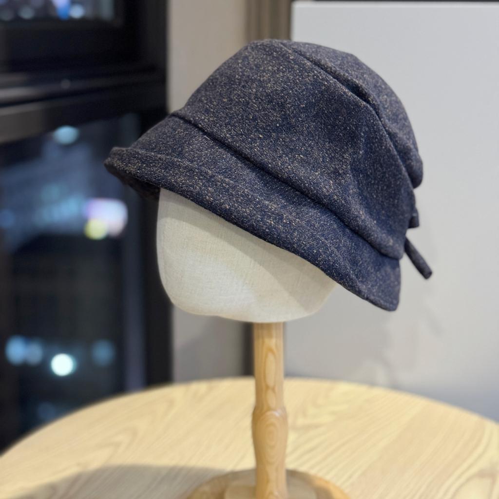 New Autumn and Winter Pleated Bow Fisherman Hat for Ladies Travel Fashion Face Showing Small Warm Basin Hat Foldable