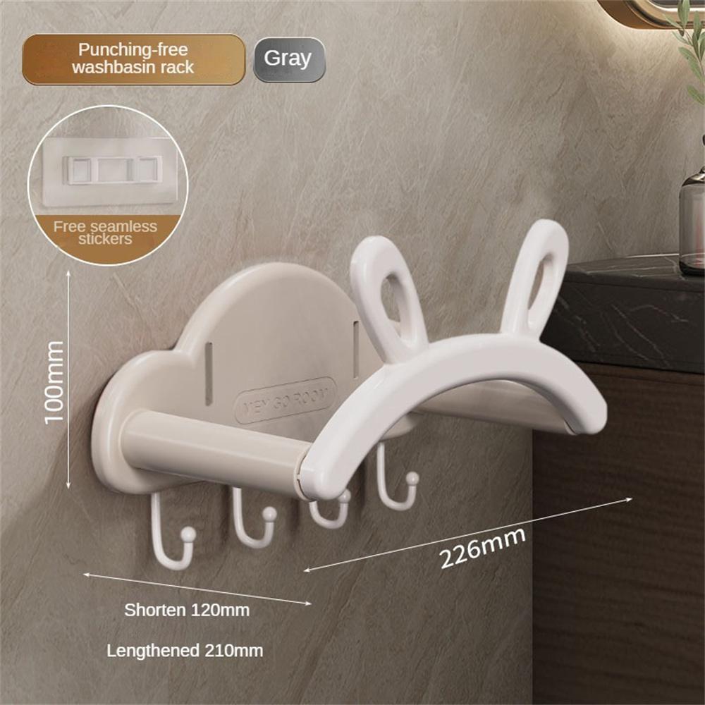

Rabbit Ear Retractable Basin Stand Multifunctional Home Punch-free Wall-mounted Portable Wash Basin Racks Bathroom Accessories