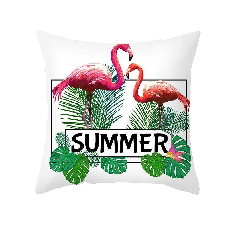 Home Decor Tropical Floral & Flamingo Throw Pillow Covers Pattern Cushion Cover Suitable For Sofa Bedroom Car Pillow Cover