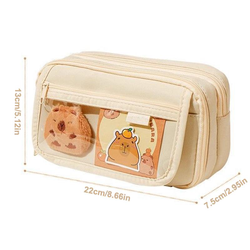 Cute Fabric Pencil Case Kawaii Large Capacity Capybara Zipper Kids Bag Children'S Pen Pouch School Supplies Gift