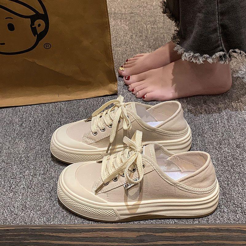 Woman Footwear High On Platform Round Toe Spring Autumn Canvas Shoes for Women Stylish Casual New Arrival 2025 Cheap Aesthetic