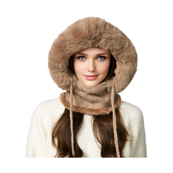 

Зимний головной убор с шарфом-защитой лица, однотонная шапка 3-в-1, регулируемая по цвету, со шнурком, ветрозащитная шапка хаки