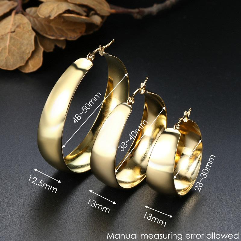 Stainless Steel Wide Big Statement Hoop Earrings For Women Big Round Metal Earings Titanium Steel Punk Jewelry Accessories