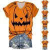 Women's Fashion Casual Three-quarter Sleeve Halloween Letters,  Face Print Top