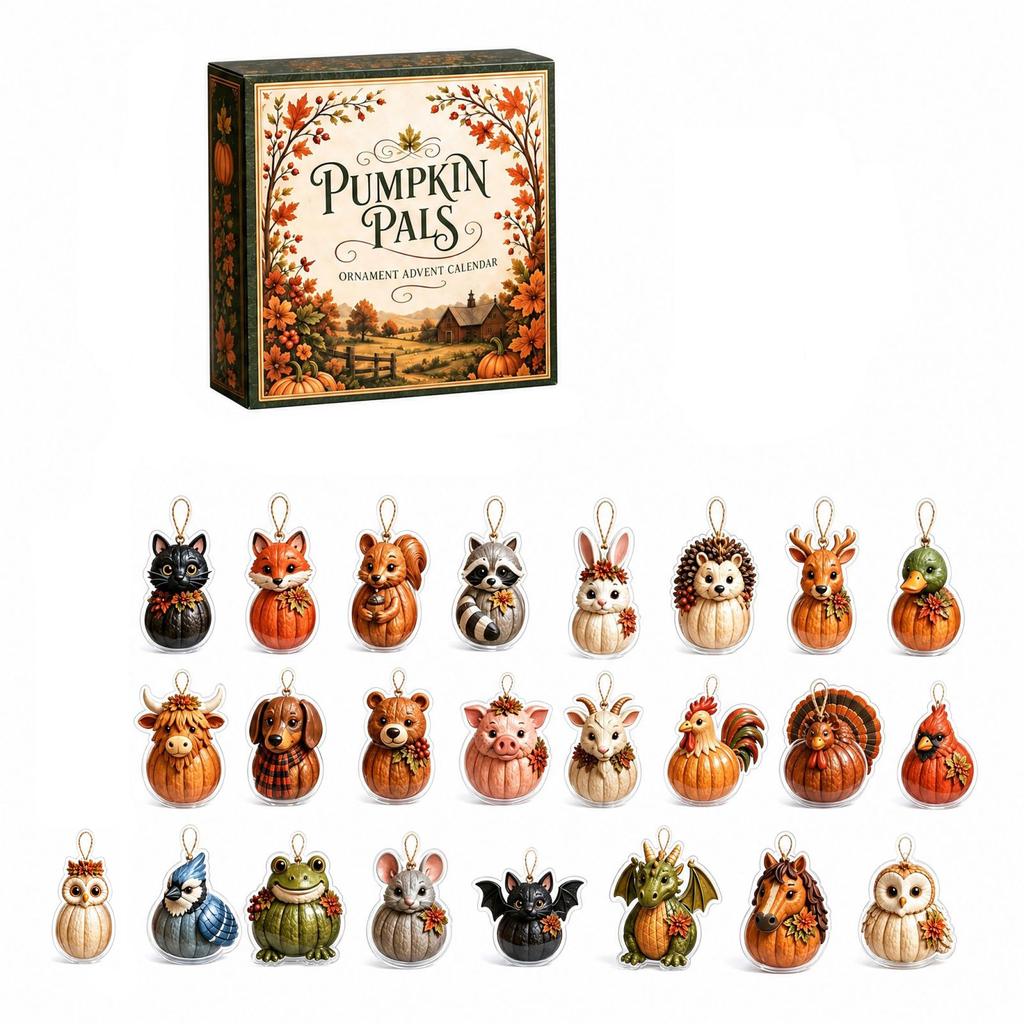 2D Flat Acrylic Pumpkin Buddies Hanging Ornaments, Pack Fall Charm Set for DIY Crafts and Keychains