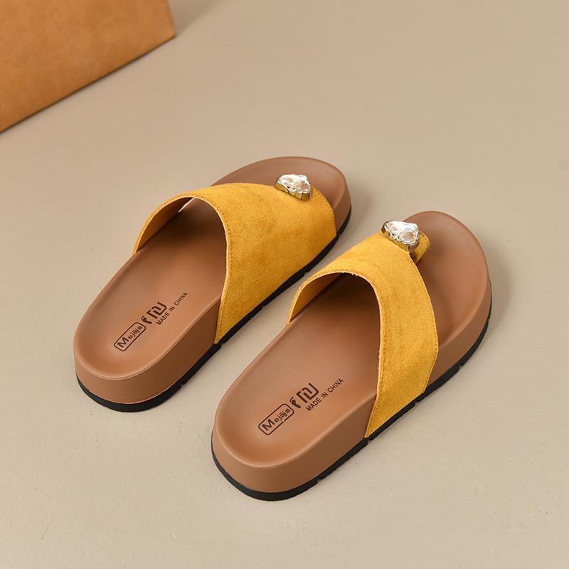 Mode Femmes Ballerines Pantoufles Sandales Cristal Entre-doigt Nouvelles Chaussures de Mode Designer 2025 Été Décontracté Bout Ouvert Tongs Femme Sandales