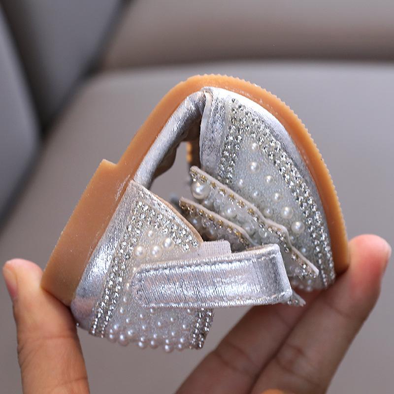 Sommer Mädchen Flache Prinzessin Sandalen Mode Pailletten Bogen Strass Baby Schuhe Kinder Schuhe Für Party Hochzeit Sandalen E618