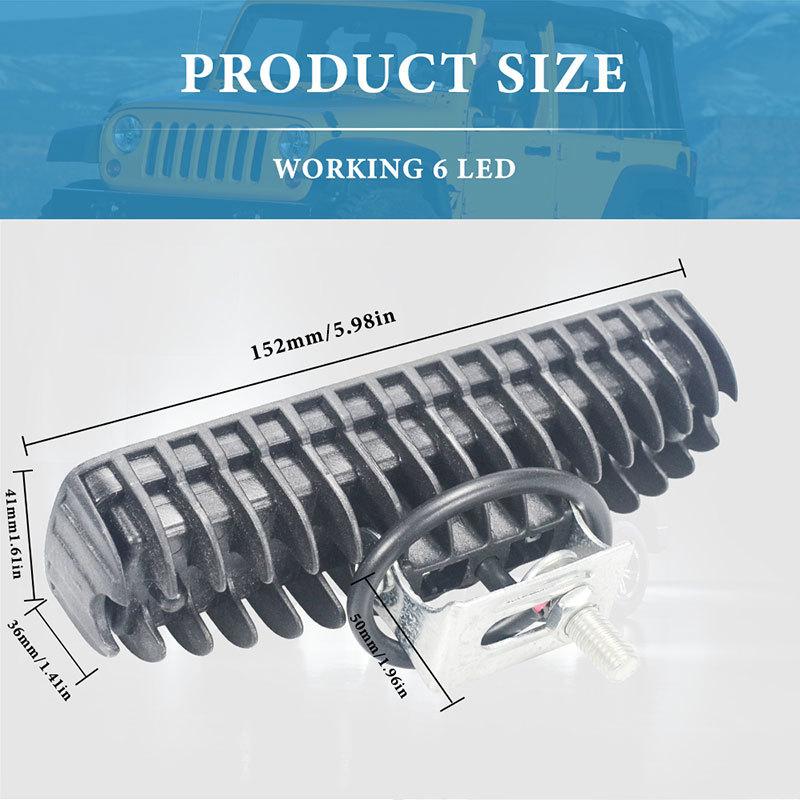 6Led Work Light Bar for Motorcycle LED Lens Spot Headlights 6000k White Super Bright Motorbike SUV ATV Off-road Driving Lamp