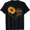 Butterflies Sunflowers Heart Hippie Nature Yellow Sunflower T-Shirt
