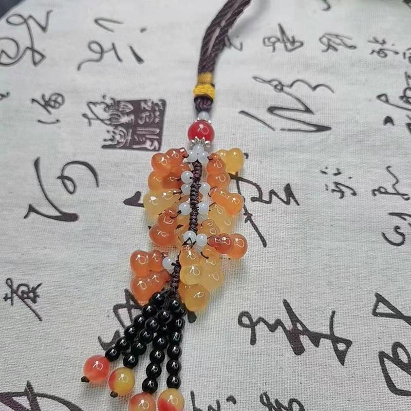Chinese Agate Jade Bead Tassel Pendant Car Creative Lucky Gift Home Car Hanging Accessories Decor Auto Interior Men Women