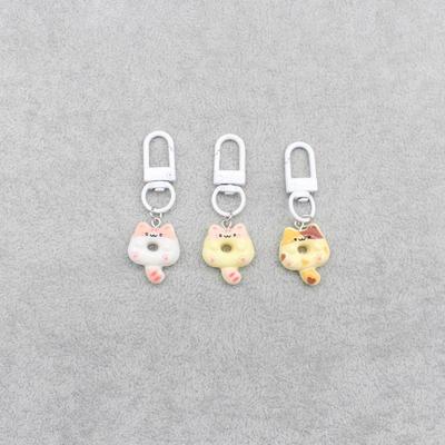 Llavero de Gato Lindo Estilo Coreano con Donut - Colgante de Animal de Dibujos Animados para Bolso, Colgante Sencillo Regalo para Parejas y Mejores Amigos