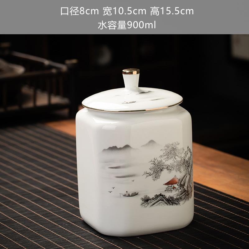 Blue and White Ceramic Sealed Jar Candy Coffee Storage General Jar Household Moisture-proof Tea Jars Tea Packaging Jars Tea Box