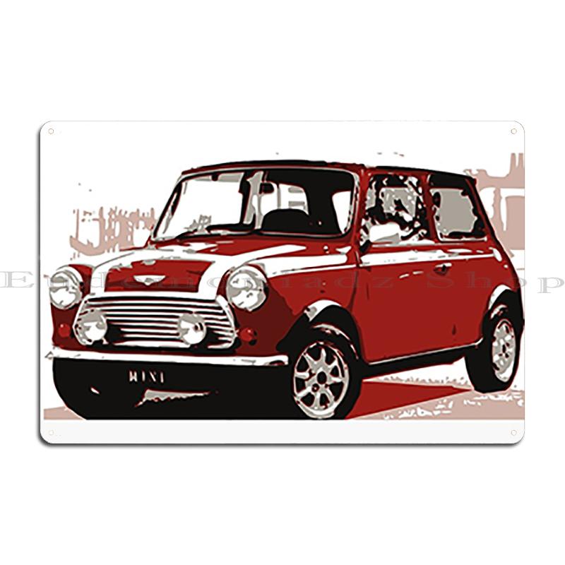 Austin Mini Rallye Seven N8 Der klassische britische Nutzwagen mit Union Jack Unterseite Metall-Garagen-Club-Bar Retro-Blechschild Poster