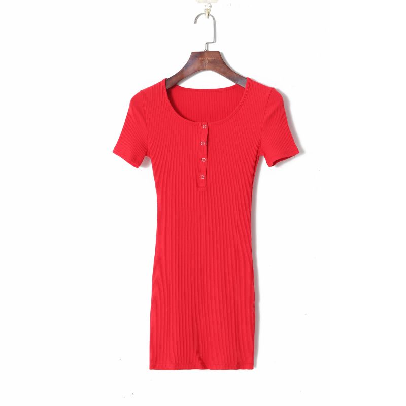 

Women s Half Cardigan Short Sleeve Silm Dress Pullover Red S
