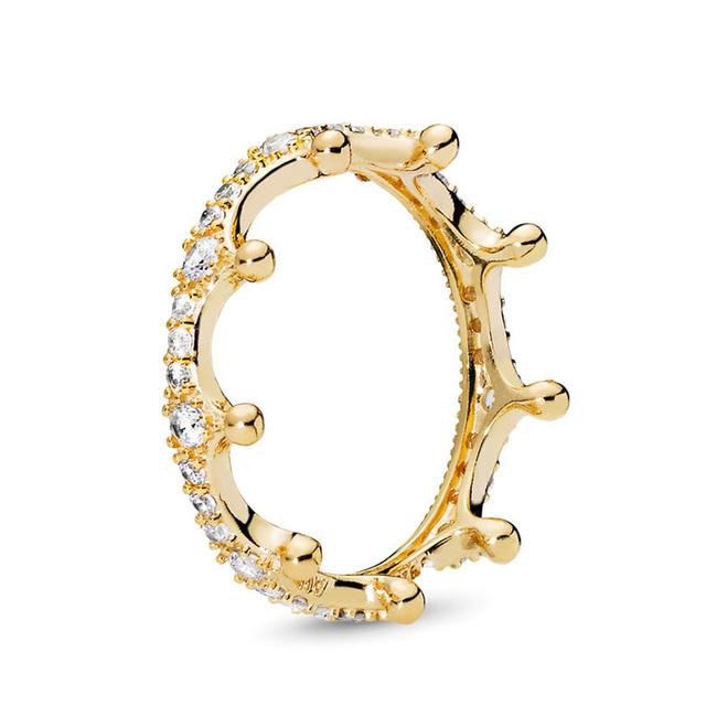 Anel Empilhável Cor Ouro Estilo Europeu Coroa Flor Anel de Dedo Para Mulheres Esposa Joia de Casamento Noivado Oferta Especial