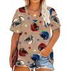 Summer Women 3D Print Plus Size T-shirt V-neck Short Sleeved Loose Casual Top Fashion Women T-shirt Street Wear