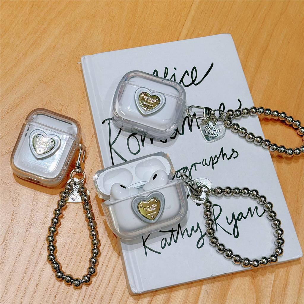 Simple electroplating love high transparency applicable to Apple AirPods 1 generation Bluetooth headset protective case Pro1 headphone case 1