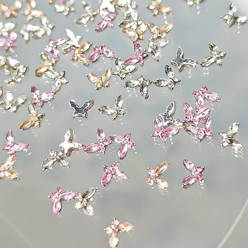 10Pcs Luxury 3D Mini 4*6Mm Crystal Butterfly Nail Art Charms Jewelry Accessories Alloy Rhinestones Nails Decoration Supplies