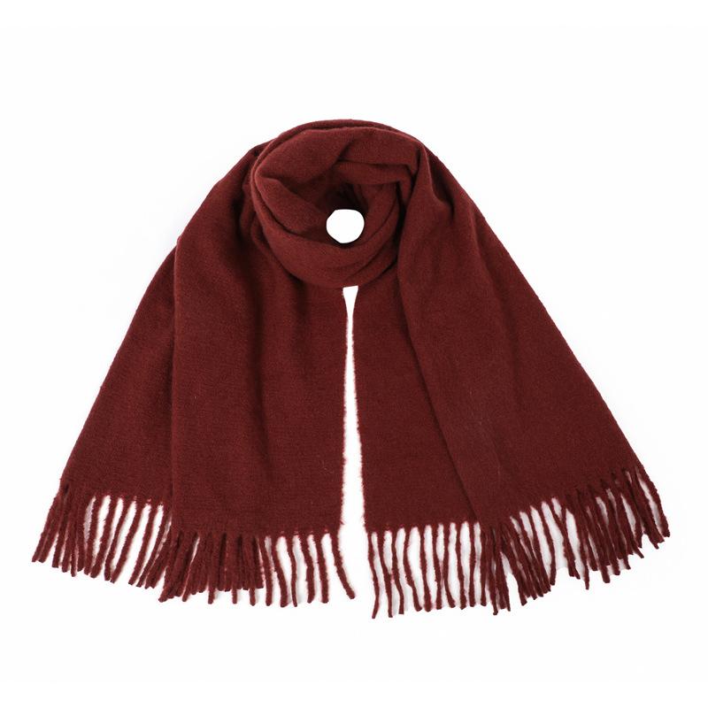 Women Simple Solid Knitted Scarf Headscarf Elegant Lady Casual Tassel Warm Scarve Mujer Foulard Big Wrap Shawl Winter New
