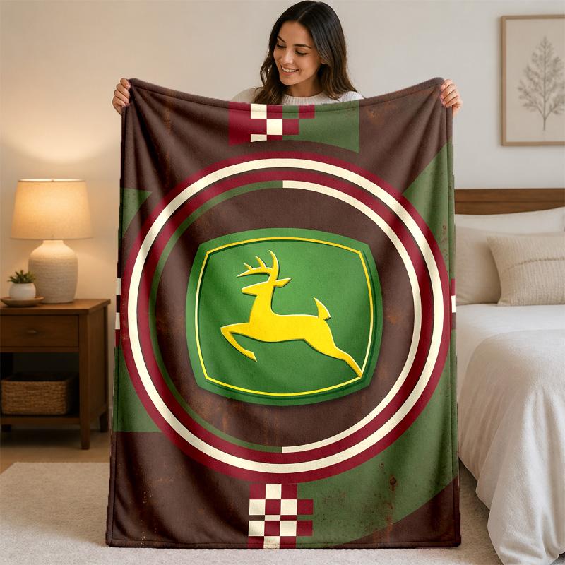 john deere Print Flannel Blanket Cozy Lightweight Plush Throw Blanket For Bed Sofa Household Use