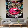 Graffiti Doodle Art Red Lips Tongue Guitar Accordion Music Notes Wall Tapestry Urban Decor for Bedroom Dorm Music Room