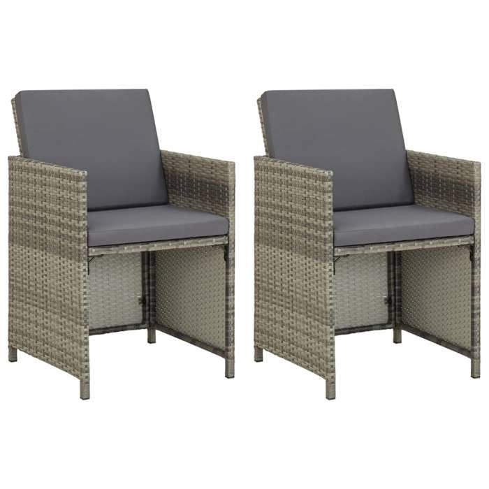 Maison Exclusive - Chaises de jardin lot de 2 avec coussins Résine tressée Gris