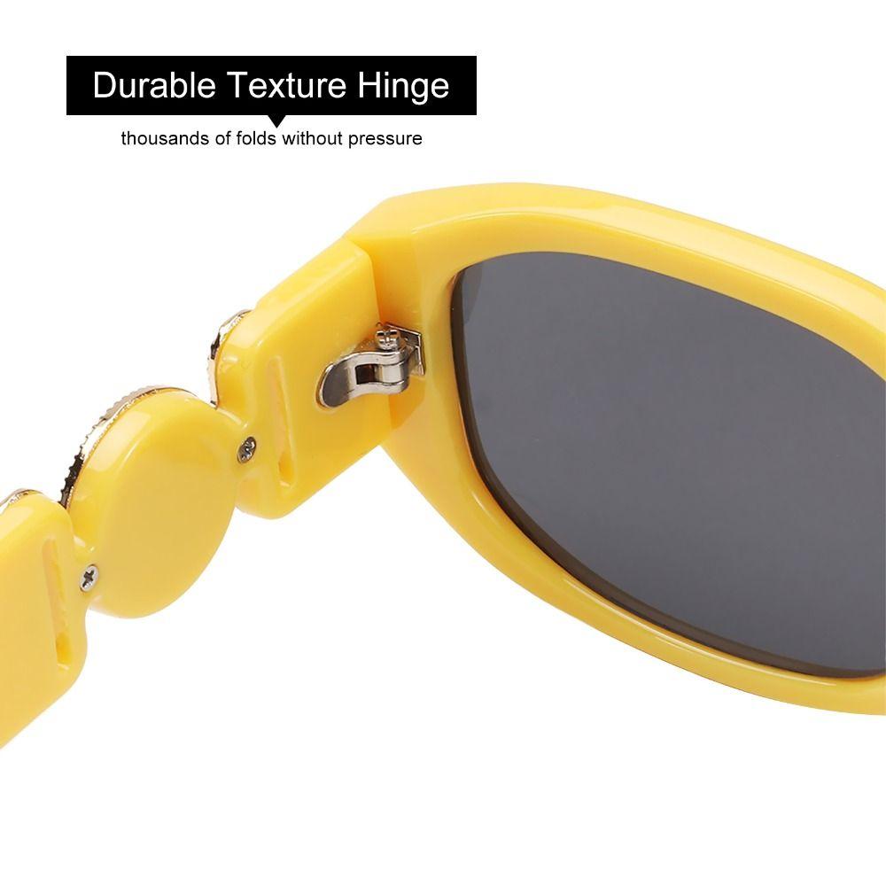 

Thick Frame Trendy Sun Glasses with Metal Rose Design Vintage Shades Irregular Sunglasses Yellow-Black Gray