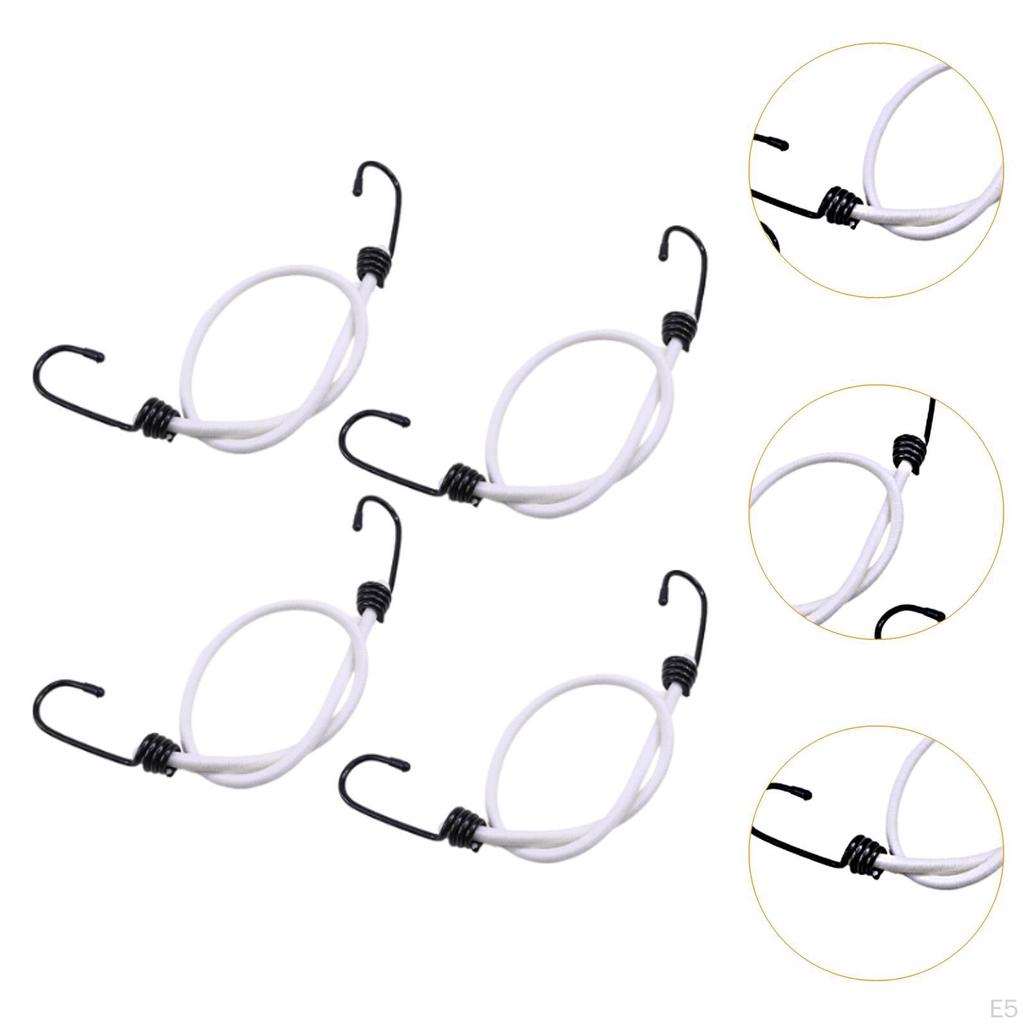 4 Pieces Mini Bungee Cord Small Strap Elastic Rope with Hooks for Trucks