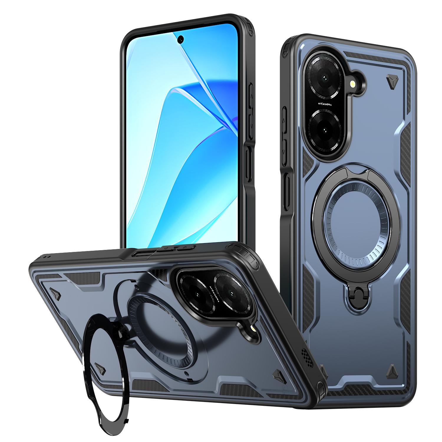 

For Xiaomi Redmi A5 4G (171.7mm)/Poco C71 4G Case Compatible with MagSafe Military Protection PC+TPU Kickstand Phone Cover Blue