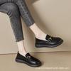 Leather Women's 2026 Spring and Autumn New Thick-soled Heightening Soft-soled Black British-style Small Leather Shoes