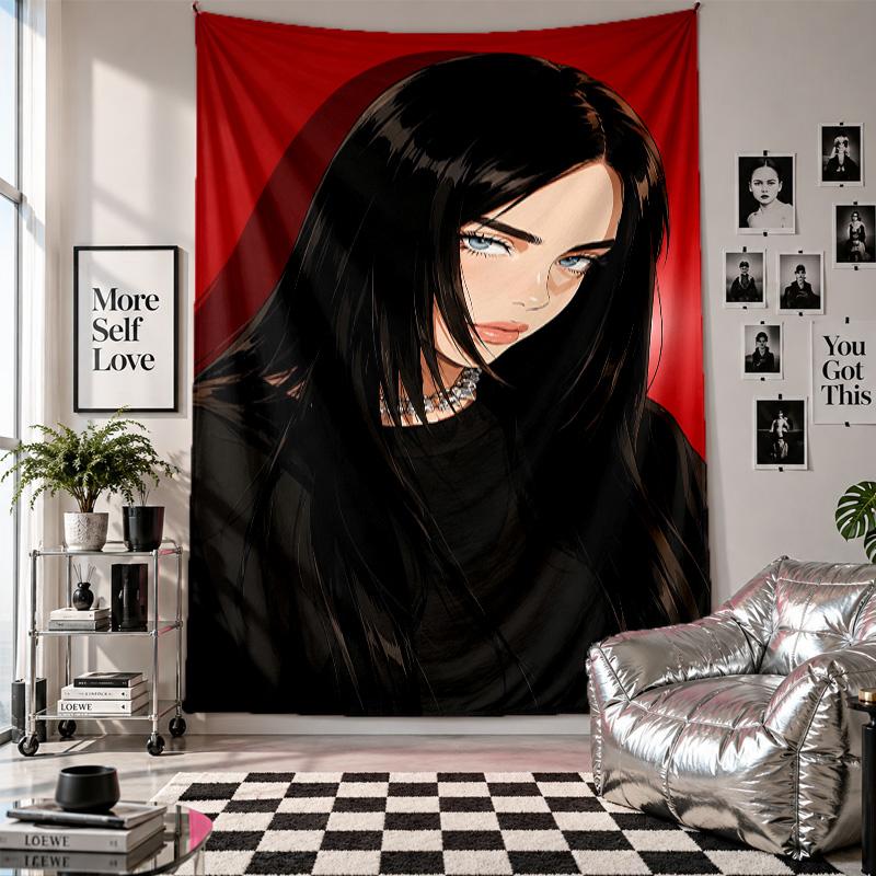 Wandbehang Billie Eilish Kunst Hängendes Tuch Dekorative Hintergrundabdeckung für Raumdekoration