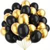100Szt Balony Metaliczne  Lateksowe Złote I Czarne Duże  30Cm Chrom Urodziny