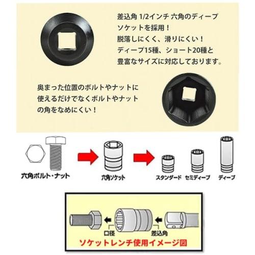 Wellvie Classy Impact Socket Set, 35-Piece Set, 12.7mm Hex, with Storage Case, 1/2" 12.7mm Deep Bit, Short [Corrosion and Wear Resistant, Phosphate Co