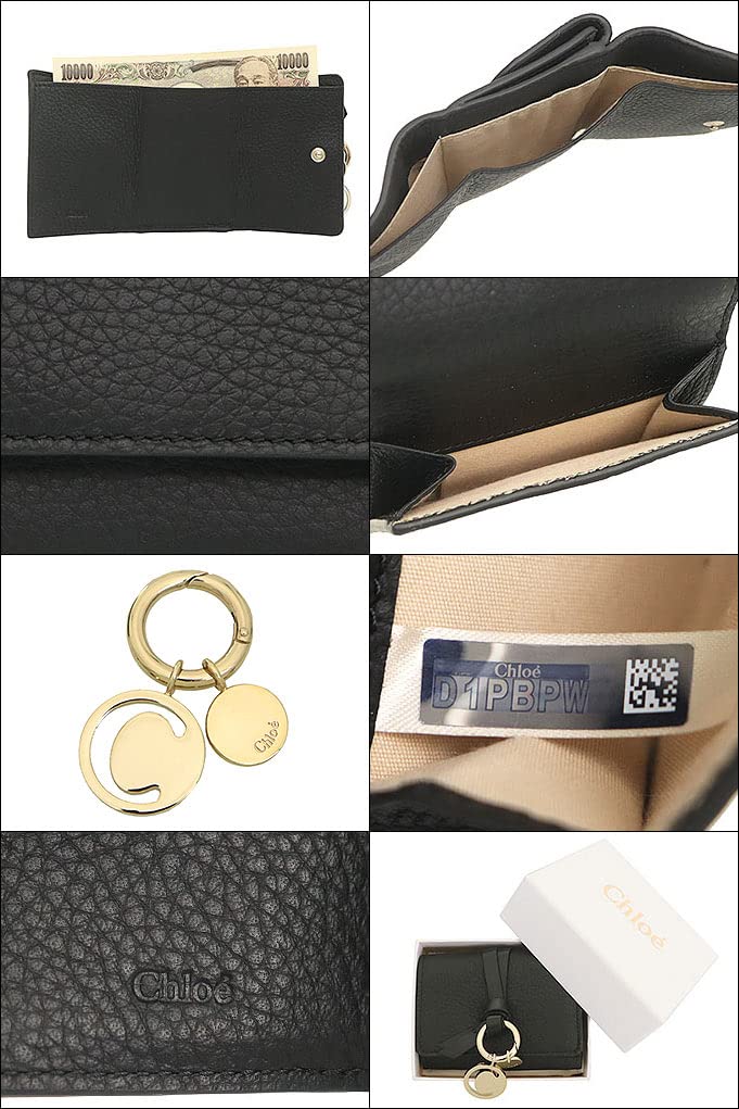 Wallet CHC21WP946 F57 Black ALPHABET Alphabet Leather Mini Trifold Wallet [Chloe] (Trifold Wallet) Women's [Brand] [Item]