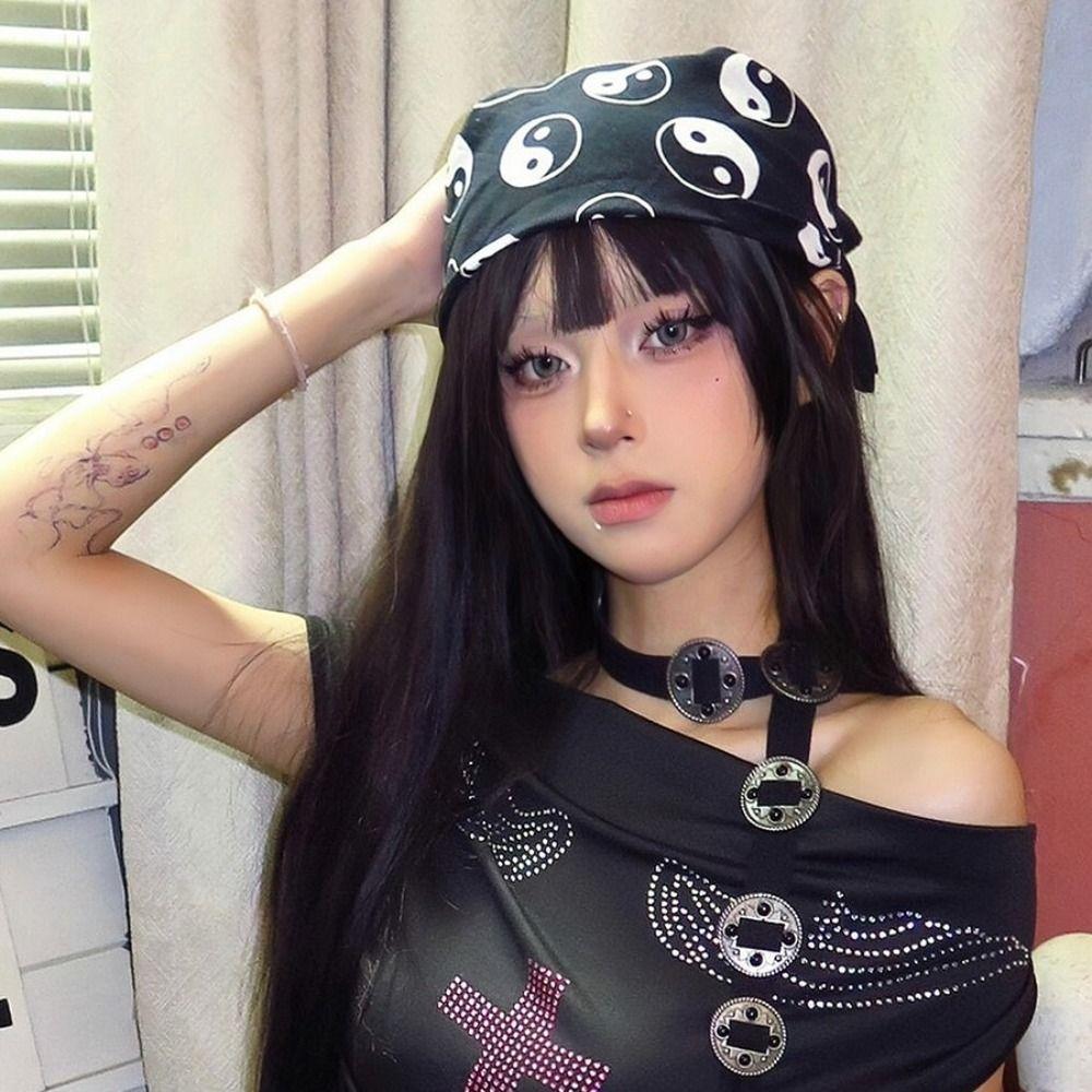 Star Leopard Print Headscarf All-match Punk Bandana Retro Y2k Print Turban  Spice Girls