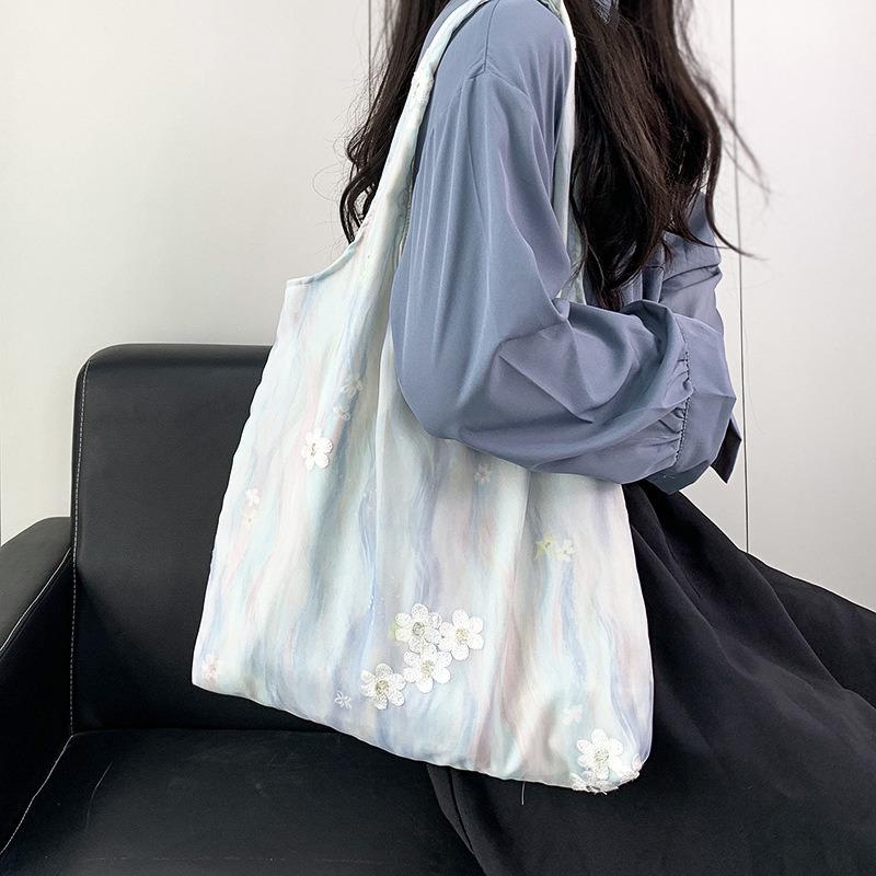 Embroidery Literary Ink Painting Small Fresh Canvas Bag