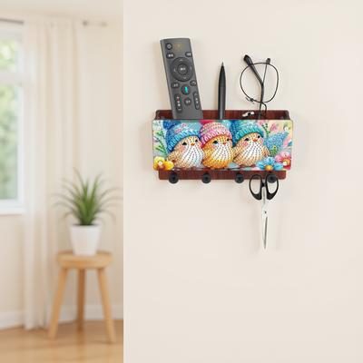 Wall Mounted DIY Diamond Art Handmade Wood Container with Hook Crystal Painting Storage Box Wooden Diamond Painting Storage Case