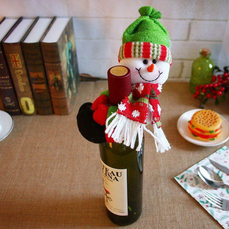 Snowman Christmas Santa Elf Wine Bottle Cover Table Party Decor Xmas Ornaments