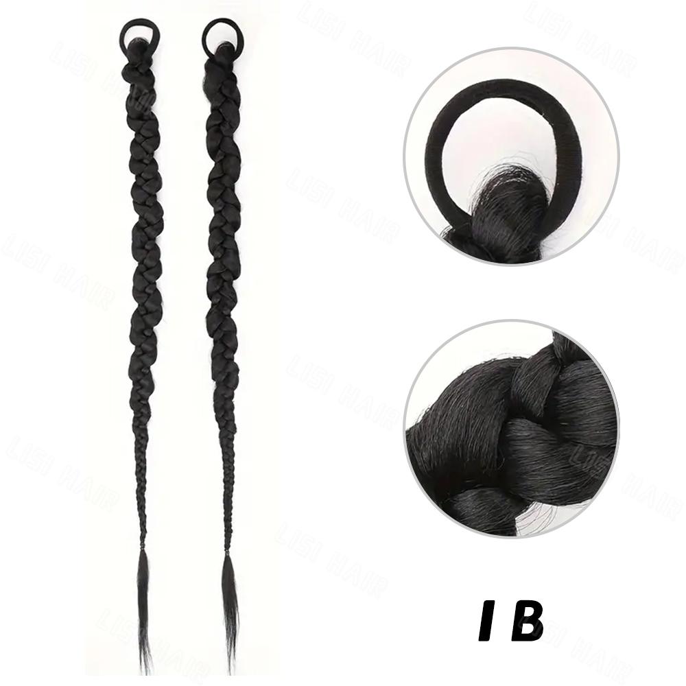 MERISIHAIR 2 stk Syntetisk Lang Flettet Hestehale Med Elastisk Hårstrikk Spiralflettet Hestehale Hår For Kvinners Bruk