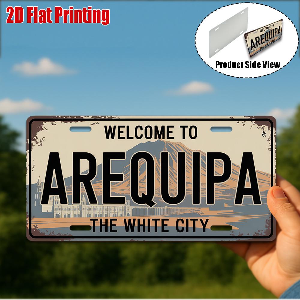 D FlatpcVintage Metal SignOnly for decoration Outdoor Wall Art ( ) Arequipa Aluminum SignThe White City Retro