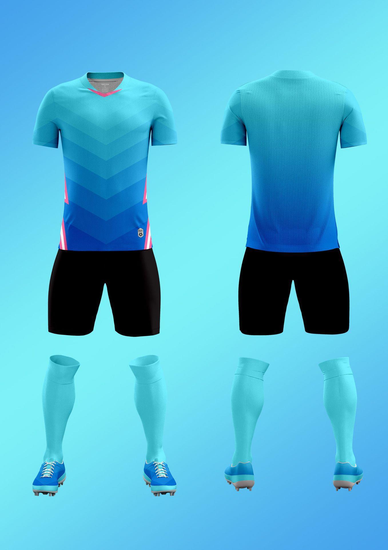 Unisex Soccer Uniform Set Adult Kids Short Sleeve Training Uniform Jersey Diy XXS озеро синий