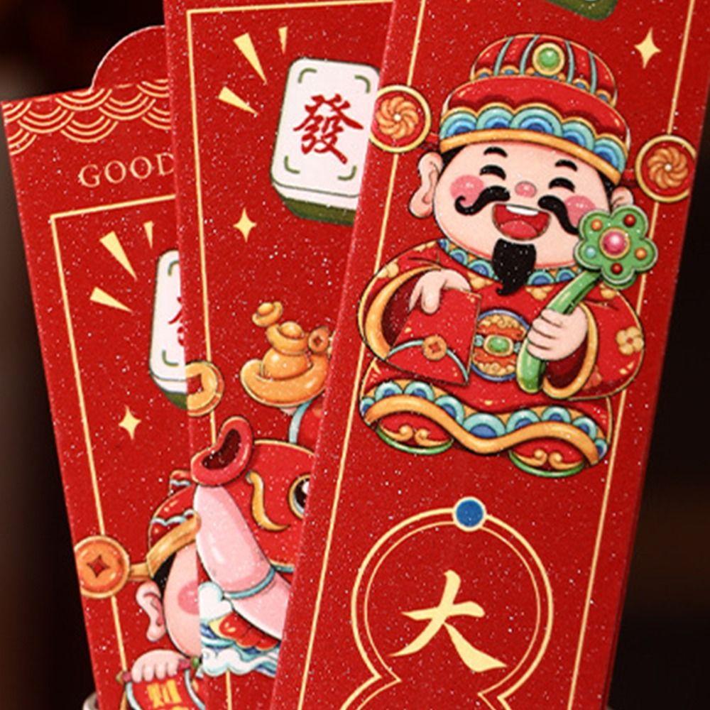 12PCS Red Chinese New Year Envelopes God of Wealth Horse (Chinese Zodiac) Lots Red Envelope Home Decor