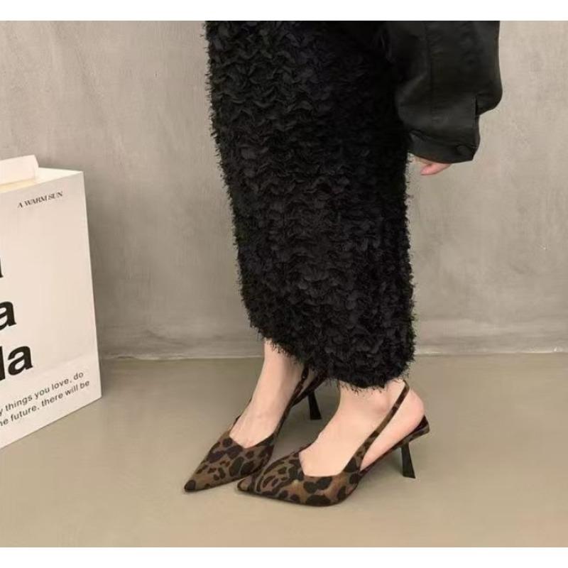 Fashion Shoes for Women 2025 New Large Size Shoes Pumps Autumn Leopard Print Pointed Toe Shallow Stilettos Thin Heels Zapatos De Mujer