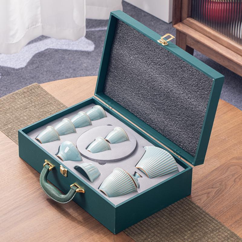 Ceramic Qingchuan High Value Kung Fu Tea Set Business Real Estate Enterprise Company Gifts