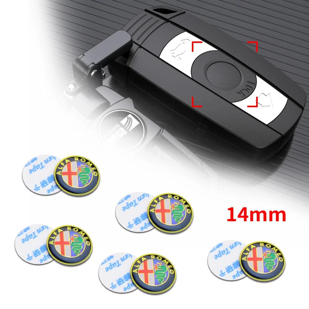 Car Stickers For Alfa Romeo 5/10PCS 14mm Car Remote Key Sticker Aluminum Badge For Alfa Romeo 159 Sportwagon Giulietta Mito 147
