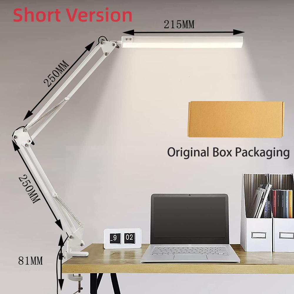 LED Desk Lamp with Clamp 10W Swing Arm Desk Lamp Eye-Caring Dimmable Desk Light with 10 Brightness Level, 3 Lighting Modes
