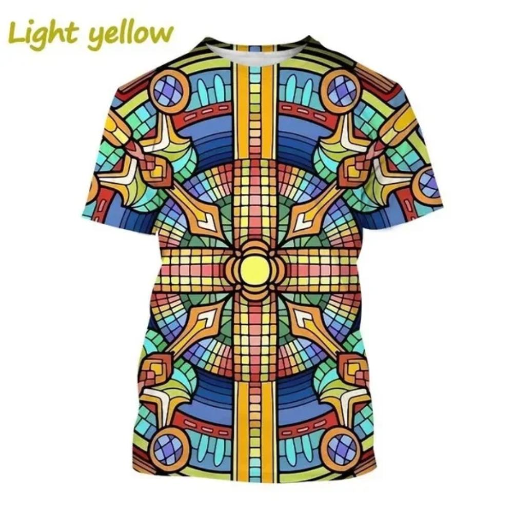 Summer Women's 3D Printing T-shirt Sparkling Camo Mandala Art T-shirt O-Neck Large Short Sleeve Casual Top